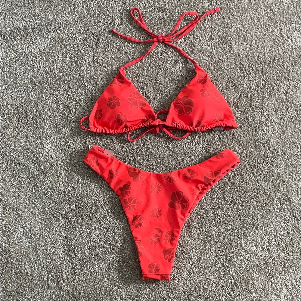 NWOT Shein Red Floral Bikini Set